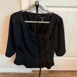 White House Black Market Black Ruffle Blouse